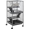 Easycomfort Gabbia in Acciaio per Roditori, Criceti e Cincillà con 3 Piani, 4 Ruote, Amaca e Vassoio Rimovibile 52 x 52 x 113.5cm