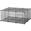 Easycomfort Gabbia per Conigli e Piccoli Animali, 22 Pannelli Modulabili in Metallo con Porta, Nero, 105 x 70 x 45cm