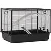 Easycomfort Gabbia per Porcellino d'India con Maniglia, Serbatoio d'Acqua, Rampa e Piatto, 80x48x58cm, Nera