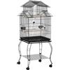 Easycomfort Gabbia per Uccelli da Interni in Legno con Vassoio, 4 Ruote e Trespolo, 50x49x137cm