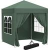EasyComfort Gazebo 2x2 m Pieghevole con 4 Pareti Rimovibili e Borsa da Trasporto, in Metallo e Poliestere, Verde