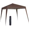 EasyComfort Gazebo Pieghevole da Giardino 2.4x2.4m con Struttura in Acciaio e Corde Antivento, Caffè