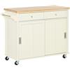 Easycomfort Isola per Cucina per Utensili e Accessori con Cassetti, Armadietto e Portasciugamani, 110x49.5x89.5 cm, Bianco
