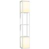 EasyComfort Lampada da Terra Moderna con 2 Paralumi e 2 Ripiani per Lampadine E27 Max. 40W, 26x26x156 cm, Bianco
