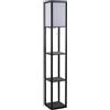 Easycomfort Lampada da Terra Moderna, Lampadina Illuminazione Interna Salvaspazio con Ripiani da Soggiorno Cotone, MDF 26 x 26 x 160 cm Nero e Bianco