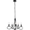 Easycomfort Lampadario a Soffitto Stile Rustico, Acciaio Intrecciato Nero con 5 Candelieri Regolabili e Pieghevoli ?58 x 45cm