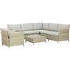Easycomfort Salotto da Giardino 7 Pezzi Modulabile in Rattan PE con Cuscini, Beige