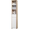 Easycomfort Scaffale Bagno Salvaspazio in Legno, Mobiletto a Colonna con Ripiani, Armadietto e Cassetto, Bianco, 32.6x30x171.2cm