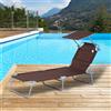 Easycomfort Lettino Sdraio da Esterno, Sedia Sdraio da Esterno Pieghevole e Regolabile con Tettuccio in Tessuto Marrone, 187x58x36cm