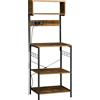 EasyComfort Scaffale Cucina con Multipresa, Ripiani e Ganci Stile Industriale, 60x42x153cm, Marrone