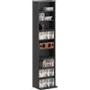EasyComfort Scaffale Porta CD con 6 Ripiani Regolabili, Capacità di 260 CD/120 DVD, 33x24x140 cm, Nero