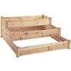 Easycomfort Letto per Orto Rialzato a 3 Livelli in Legno Naturale, Fioriera Rialzata da Esterno per Piante, 124x 124x56cm