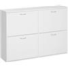 Easycomfort Scarpiera Salvaspazio in Legno per Camera e Ingresso, Capacità 24 Scarpe, 120x24x81cm Bianco