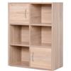 Easycomfort Libreria Scaffale in Legno, Mobiletto Multiuso con 3 Ripiani 4 Scompartimenti e 2 ante, 61.5x29.5x80cm