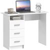EasyComfort Scrivania Moderna in Legno con 3 Cassetti e Ripiano Aperto, 100x40x75 cm, Bianca e Marrone
