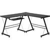 Easycomfort Scrivania Moderna Nera ad Angolo Dritta Postazione da Lavoro per Computer con Vano Tastiera MDF, acciaio a forma di L: 130L x 130P x 73.5A cm dritta: 210L x 50P x 73.5A cm Nero