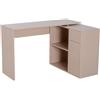 Easycomfort Scrivania Moderna per Computer Girevole con 2 Ripiani e 2 Cassetti, Tavolo da Pranzo in Truciolato, 117x82x74 cm, color Rovere e Legno