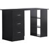 EasyComfort Scrivania PC con 3 Ripiani e 3 Cassetti per Camera e Ufficio, in Legno MDF, 120x49x72 cm, Nera