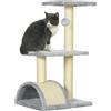 EasyComfort Albero per Gatti a 3 Livelli con Tiragraffi, Peluche e Sisal, 40x35x72 cm, Grigio Chiaro
