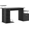 Easycomfort Scrivania per Computer Moderna con Cassetti, Ripiani e Tastiera Estraibile, Scrivania da Ufficio per Casa in Legno Nero 152x60x88cm