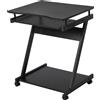 Easycomfort Scrivania per Computer Porta PC Classico e Salvaspazio, Scrivania per cameretta con Piano Tastiera a Scomparsa, 4 Ruote e Ripiano Inferiore Nero 60x48x73cm