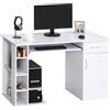 Easycomfort Scrivania per PC Ergonomica con Mensole, Armadietto, Cassetto e Piano Tastiera Estraibile, Bianca, 120x60x74cm