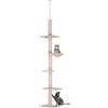 EasyComfort Albero Tiragraffi Multilivello a Soffitto con Amaca e Altezza Regolabile, 40x34x230-260cm, Beige