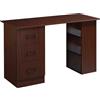 Easycomfort Scrivania Ufficio con 3 Cassetti e 3 Ripiani Reversibili in Legno, 120x49x72cm, Noce