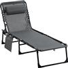 EasyComfort Sdraio da Giardino Pieghevole con Schienale Reclinabile su 5 Posizioni e Cuscino, 185x58x30cm, Grigio