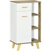 Easycomfort Mobile Bagno Moderno con Armadietto, Cassetto e Ripiani in Legno, 50x30x89cm, Bianco