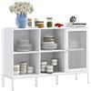 EasyComfort Mobile Buffet con 4 Ripiani Aperti e Armadietto, in Truciolato e Acciaio, 120x37x81.5 cm, Bianco