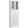 EasyComfort Mobile Colonna Bagno con 3 Armadietti e Ante in Vetro e a Persiana, 60x30x170.5cm, Bianco