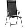 Easycomfort Sedia da Giardino Pieghevole in Alluminio e Texteline Schienale Regolabile a 7 Livelli, Nero 65x55x85-105cm