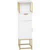 Easycomfort Mobile Colonna Bagno con Cassetto, Armadietto e Ripiano in Legno e Metallo, 30x30x105cm, Bianco