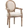 EasyComfort Sedia da Salotto Stile Classico Imbottita con Rivestimento in Tessuto, 56x56x96cm, Bianco Crema