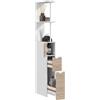 EasyComfort Mobile Colonna Bagno Salvaspazio con Armadietto, Mobiletto Moderno con Ripiani e Cassetti, in MDF, 15x33x136 cm, Colore Legno