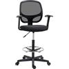 Easycomfort Sedia da Ufficio ad Altezza Regolabile con Braccioli, Rotelle e Seduta Imbottita, 60x56x110-132 cm, Nera