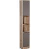 EasyComfort Mobile Colonna Bagno Salvaspazio in Legno con 2 Armadietti e Ripiani, 30x24x170 cm, Rovere e Bianco