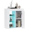 EasyComfort Mobile Contenitore a LED con 3 Ripiani Aperti e Armadietto a 2 Livelli, in Legno e Vetro, 75x40.1x83 cm, Bianco