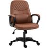 Easycomfort Sedia da Ufficio a Dondolo con 2 Punti Massaggianti e Porta USB, Poltrona da Ufficio in Finta Pelle Marrone con Altezza Regolabile, 59x63x92-101cm