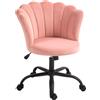 EasyComfort Sedia da Ufficio con Schienale a Petalo Senza Braccioli con Altezza Regolabile, Rivestimento in Velluto, Rosa