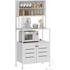 EasyComfort Mobile Dispensa con Ripiani, Armadietti e 2 Prese di Ricarica, in Legno e Acciaio, 80x42x171 cm, Bianco