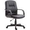 Easycomfort Sedia da Ufficio Ergonomica e Girevole, Poltrona da Ufficio con Altezza Regolabile in Similpelle 60×60×90-99cm Nero
