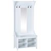 Easycomfort Appendiabiti Attaccapanni da Terra con Specchio Scarpiera 4 Ganci Legno 80x40x170cm Bianco