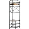 EasyComfort Appendiabiti da Terra Angolare con Panca e Scarpiera in Stile Industriale, 50x50x183cm, Marrone