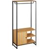 EasyComfort Appendiabiti in Acciaio e Legno Stile Industriale con Scarpiera e Ripiani, 80x40x180cm