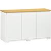 Easycomfort Mobile Multiuso con 2 Armadietti a 2 Livelli in Truciolato, Ripiano regolabile, 120x37x75cm Bianco e Color legno