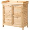 Easycomfort Armadietto da Esterno a 2 Ripiani in Legno di Abete con Design Rialzato e 2 Ante, 83x40x92 cm