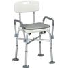 EasyComfort Sedia Doccia ad Altezza Regolabile con Braccioli e Cuscino Rimovibile 53.5x52x80-90 cm, Bianca