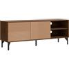 Easycomfort Mobile Porta TV fino 65" con 2 Armadietti e 2 Vani Aperti in Legno, 150x40x56cm, Marrone